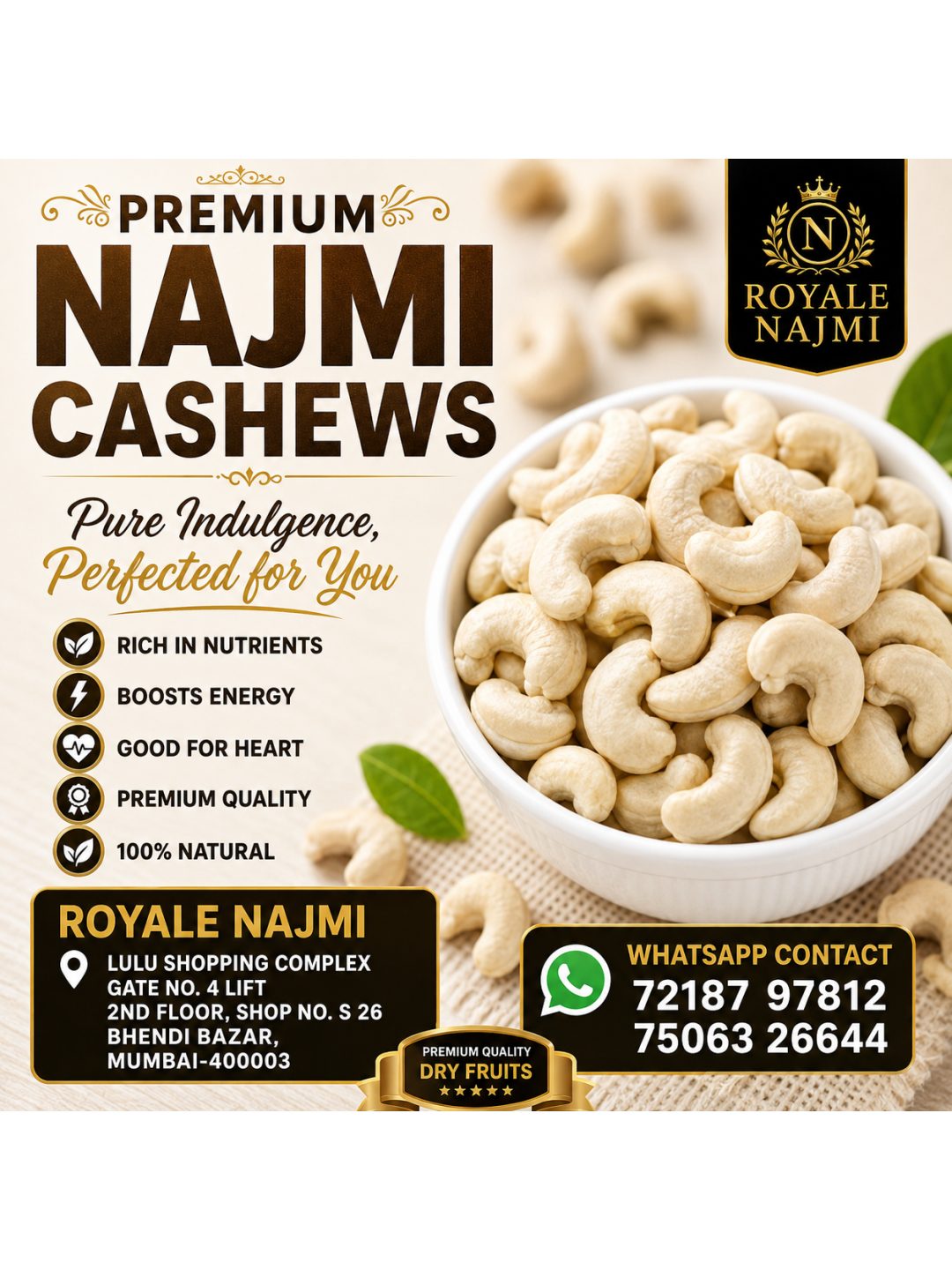 Premium Najmi Cashews/ Kaju