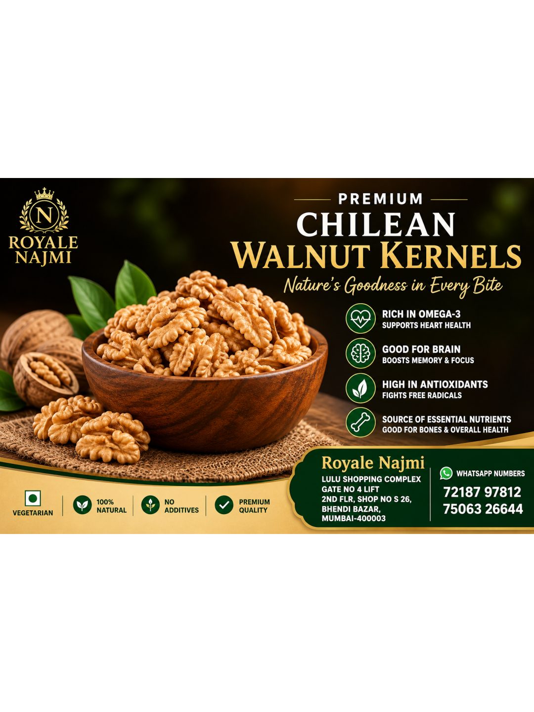 Premium Chilean Walnut Kernels Akhrot