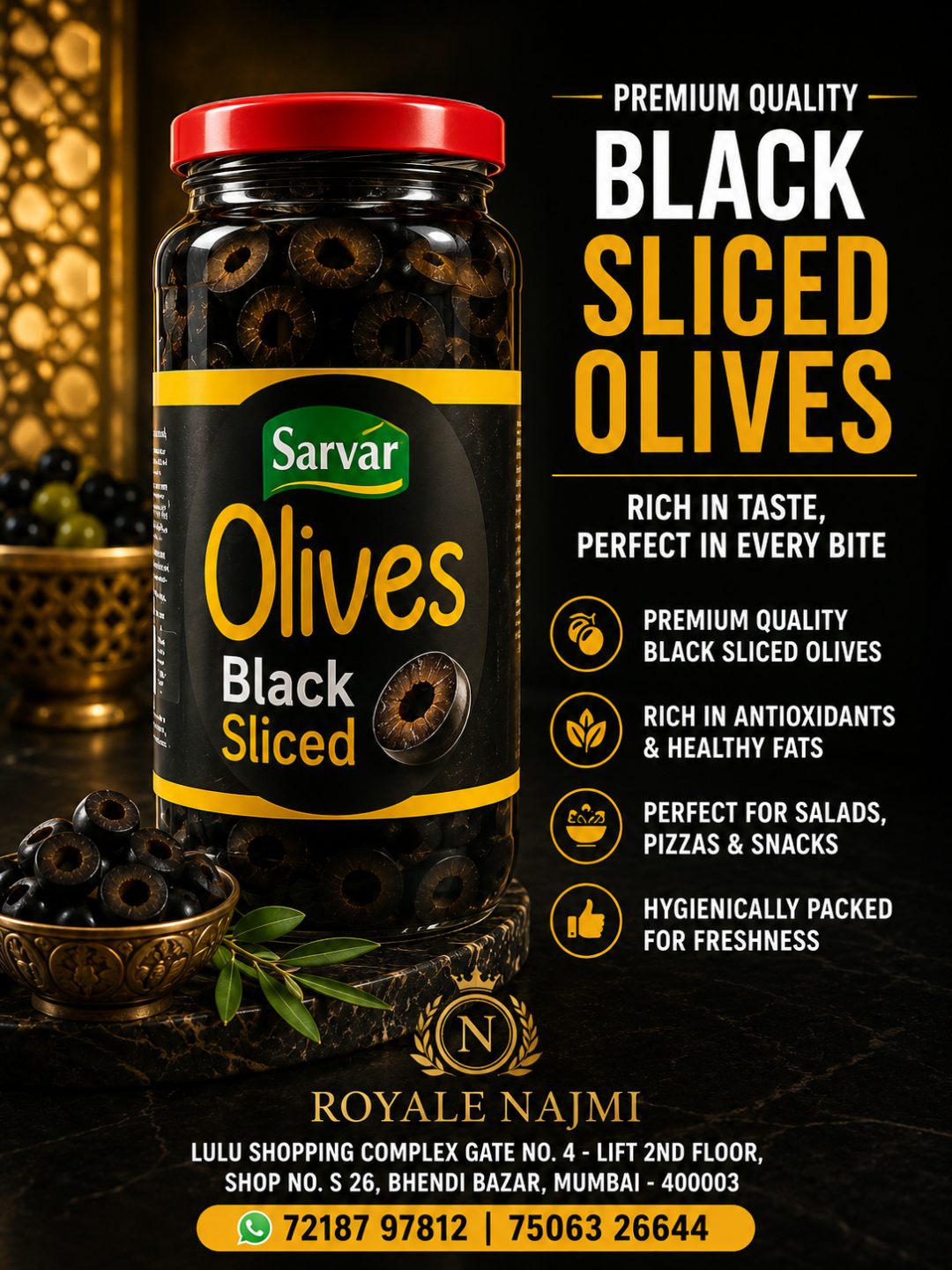 Sarvar Black Sliced Olives