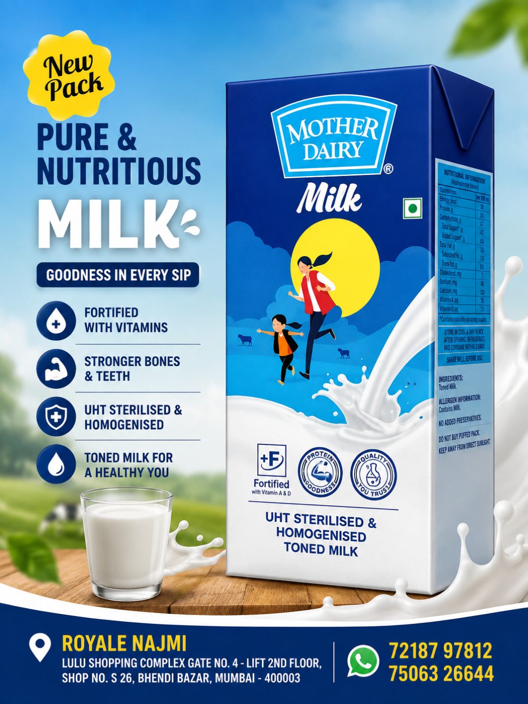 Mother Dairy Uht Sterilised & Homogenised Toned Milk