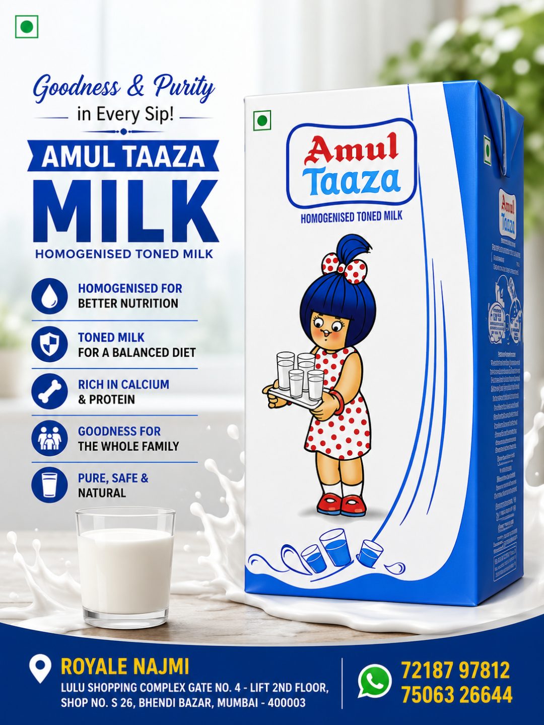 Amul Taaza Homogenised Toned Milk