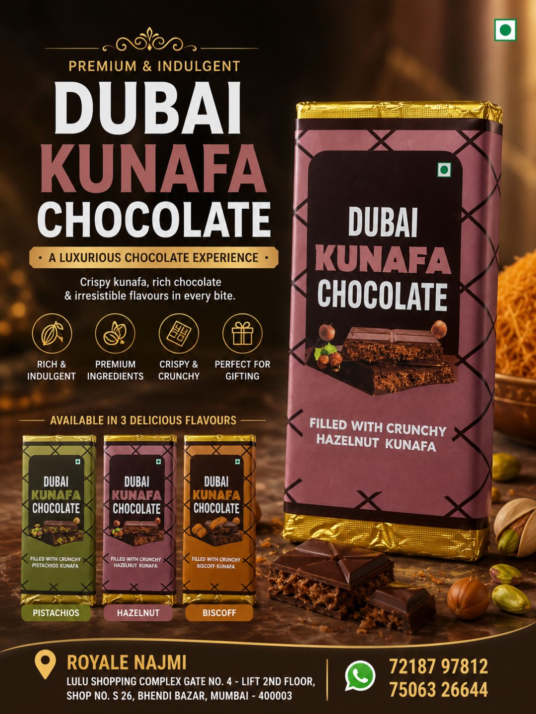 Dubai Kunafa Chocolate
